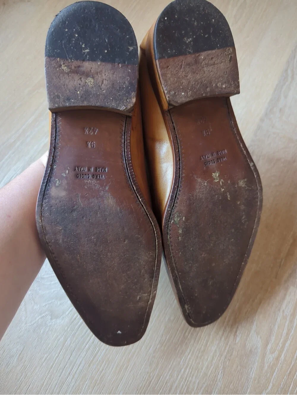 Paul Fredrick Ethan Tassle Chestnut Brown Leather Loafer, Men 9.5 Dress Shoes